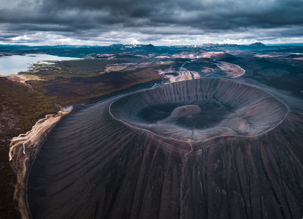 Hverfjall vulkán kráter izlandi körutazás roadtrip