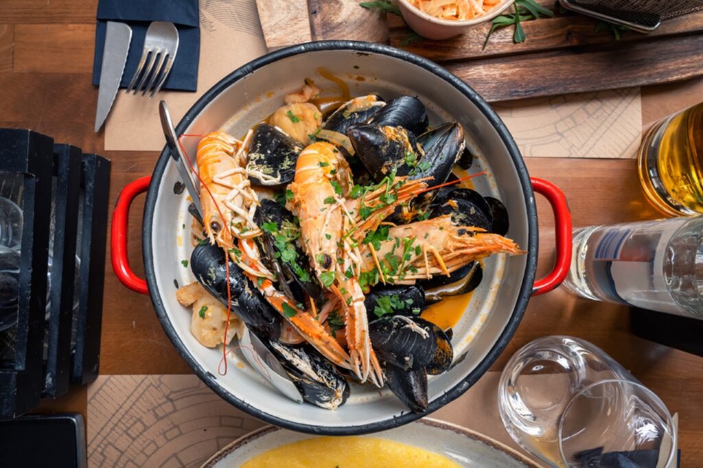 Top,View,Of,Delicious,Croatian,Seafood,Platter,Served,In,A