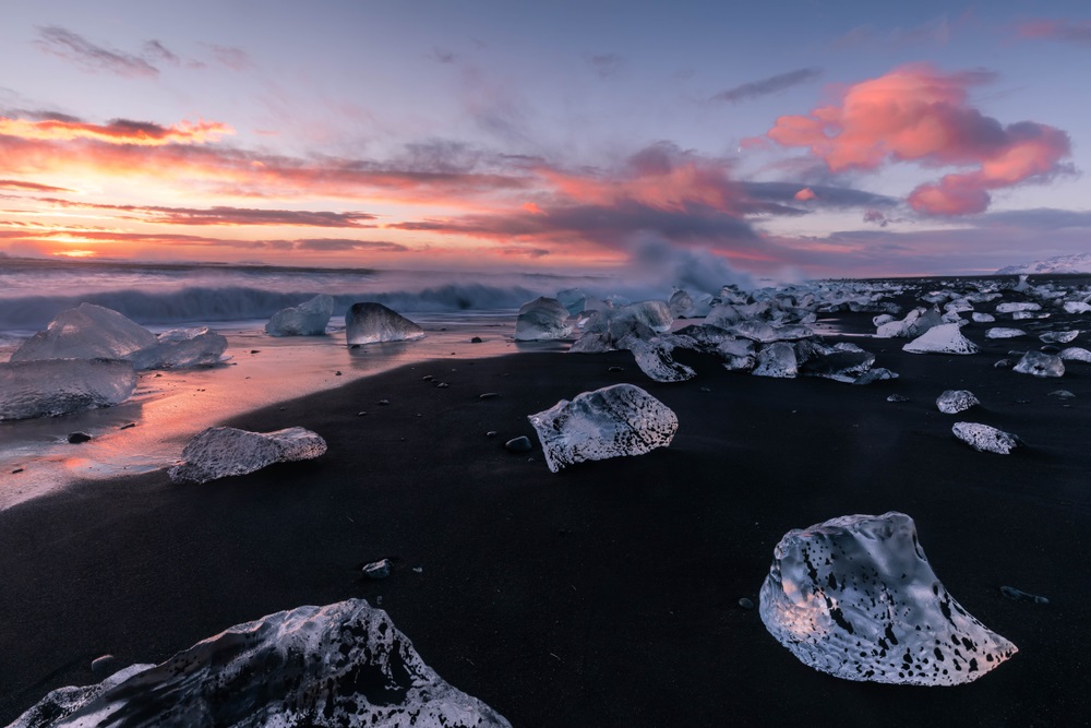 Izland téli utazás kalandtúra Aurora Borealis sarki fény vadászat Diamond Beach