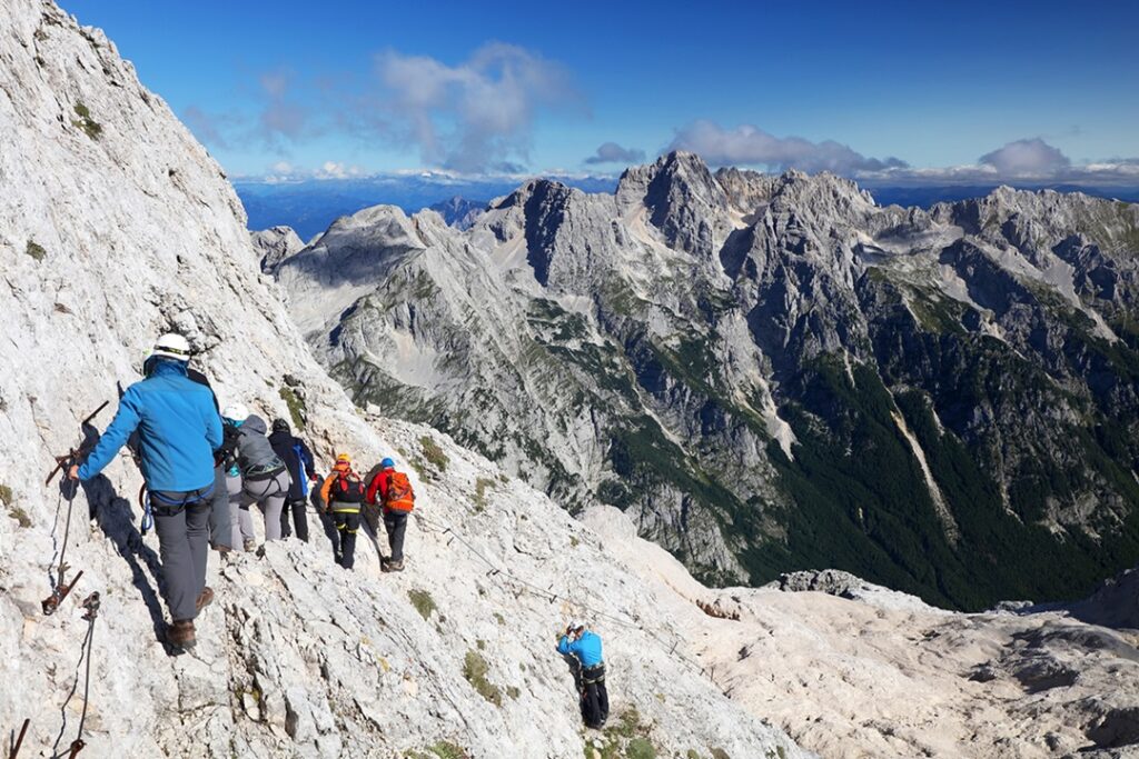 Climbers,On,Triglav,Peak,,Slovenia,,Europe