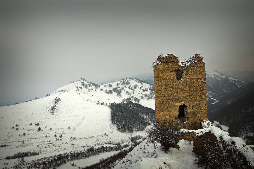 Coltesti,Fortress,In,Winter,Scene,,Overcast,Day,Light