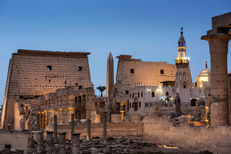 Night,Lights,Lighting,The,Luxor,Temple,At,Evening,Time,,In