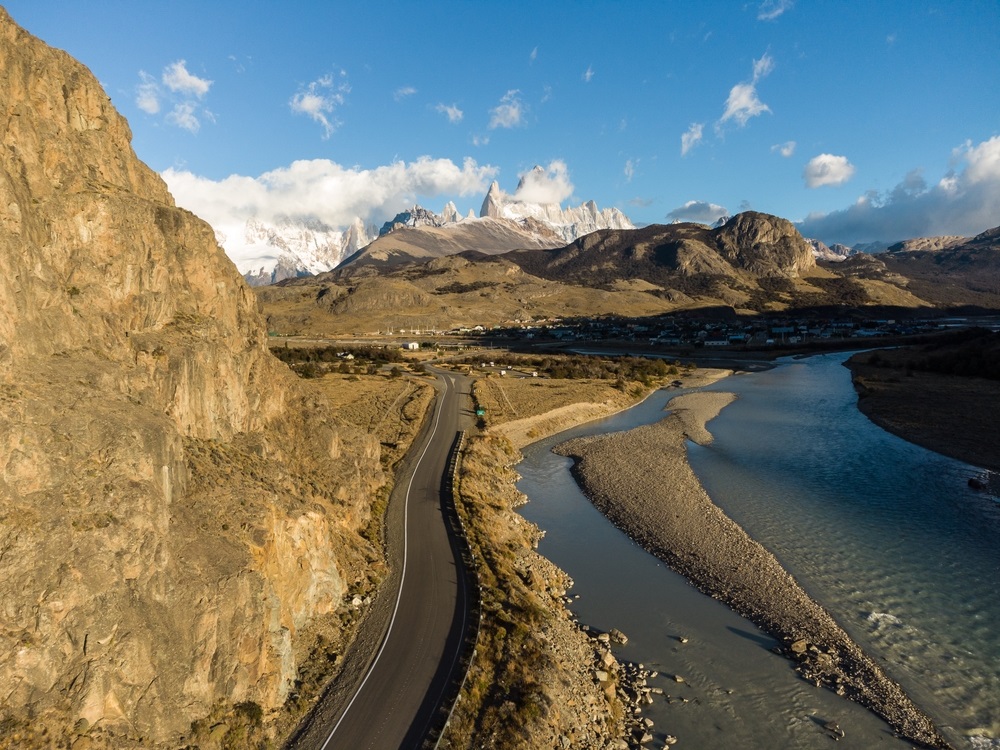 El,Chalten,,Argentina:,Aerial,Drone,View,Of,The,Famous,El