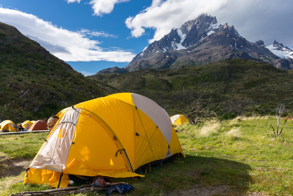 Camping,Tent,In,Front,Of,Mountain