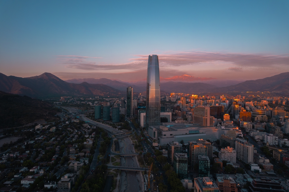 Sunset,In,Santiago,,Chile,Showing,It